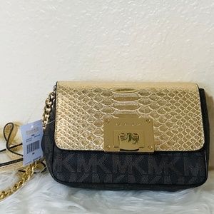 Michael Kors Sm Tina Satchel Gold/Brown Crossbody